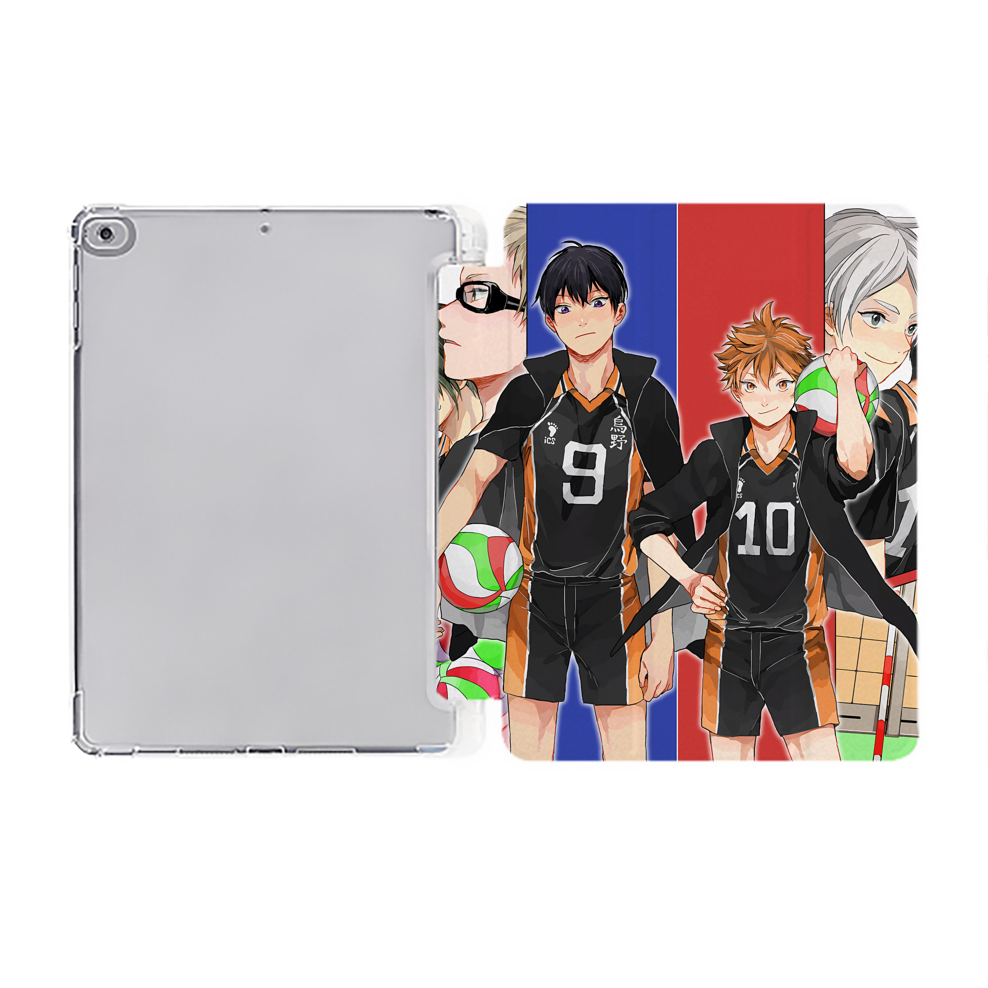 （画像用） ハイキュー!! Haikyu!! IPad ケース ペン収納付き 三つ折りスタンド PUレザー×シリコン 対応機種9.5/10.5/10.9インチ